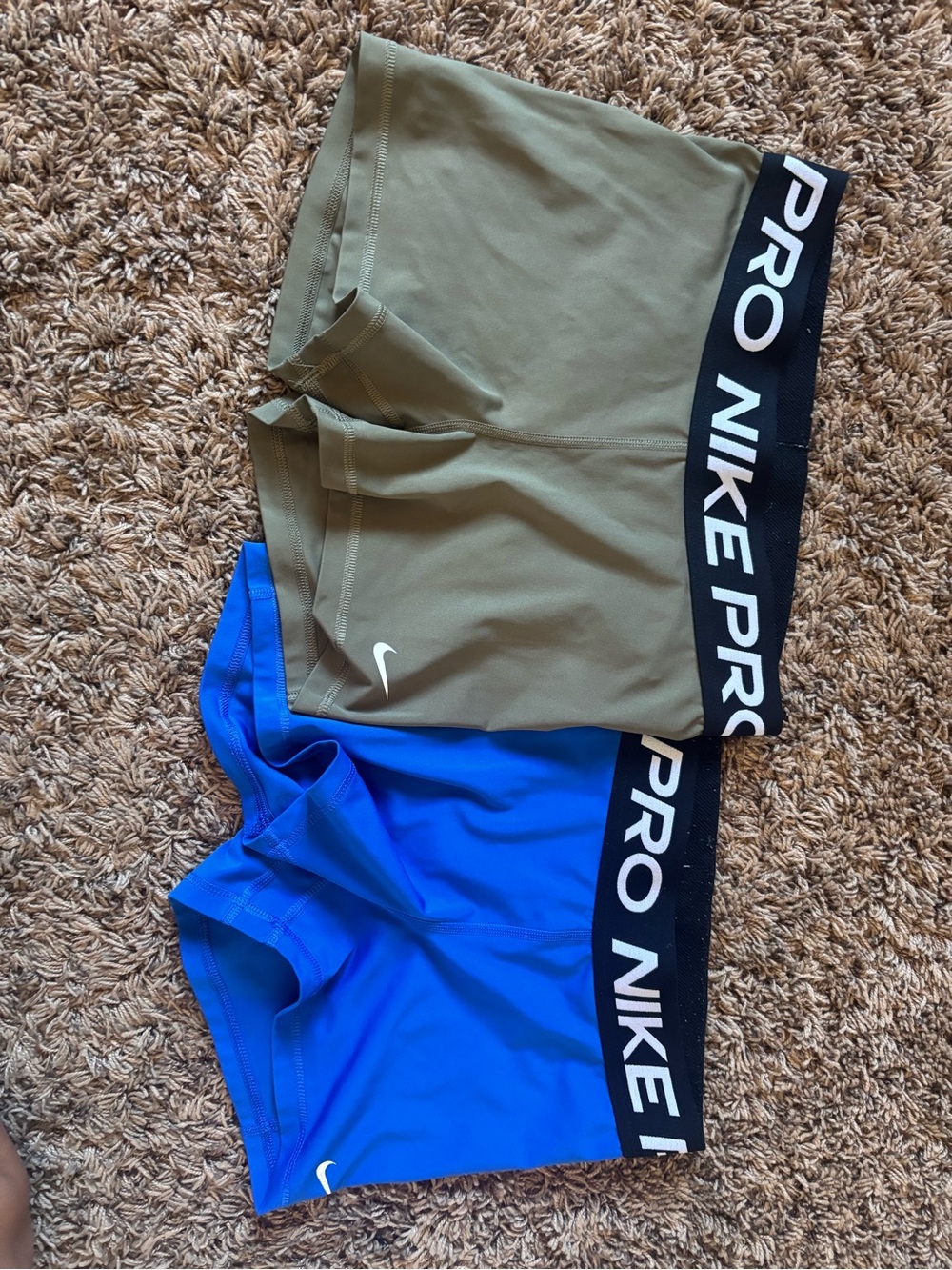 Nike Pro Men's Athletic Shorts — Olive & Royal Blue